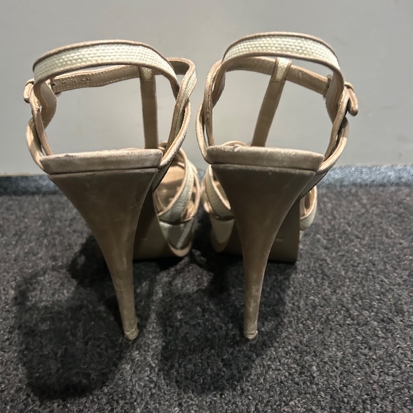 YSL Tribute high heels in beige canvas - Picture 3 of 5